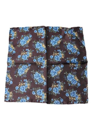 Dolce & Gabbana Brown Floral Fantasy Silk Handkerchief Scarf