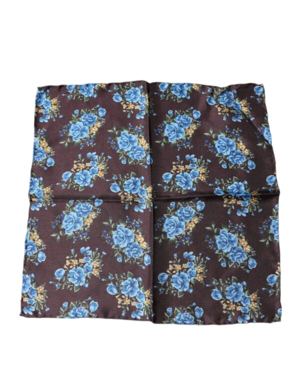 Dolce & Gabbana Brown Floral Fantasy Silk Handkerchief Scarf - Image 2