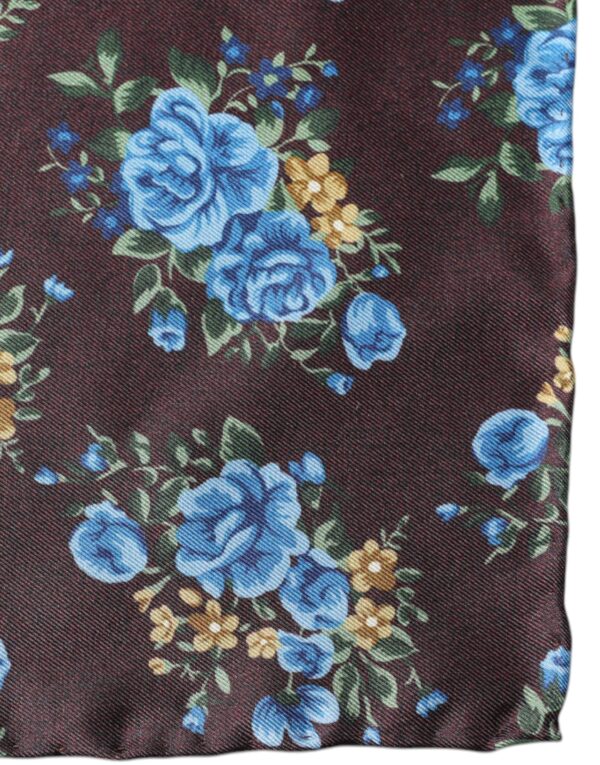 Dolce & Gabbana Brown Floral Fantasy Silk Handkerchief Scarf - Image 3