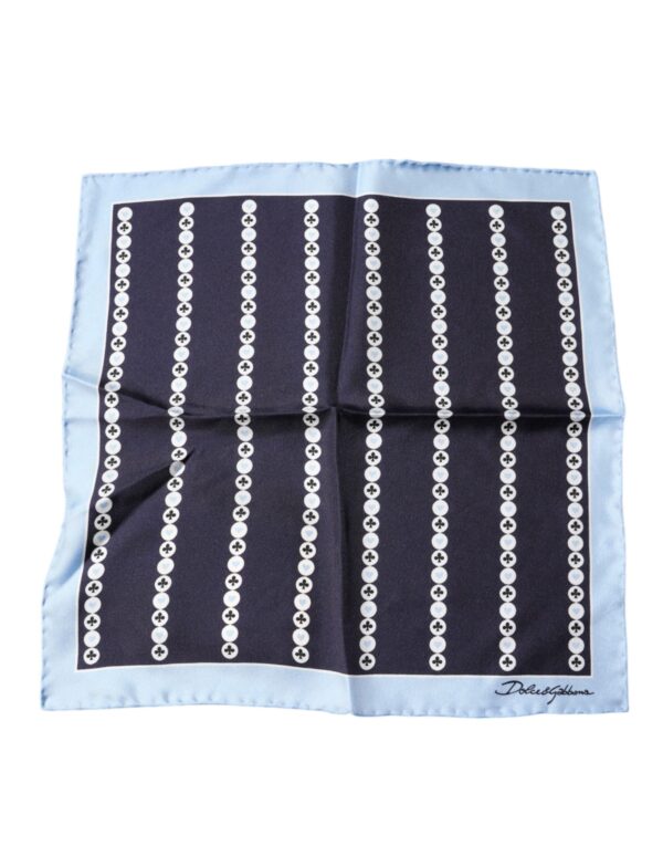 Dolce & Gabbana Blue Heart Spade Silk Handkerchief Scarf - Image 2