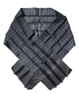 Dolce & Gabbana Dark Blue Fantasy Silk Neck Wrap Shawl Scarf