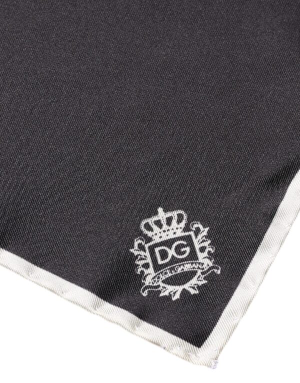 Dolce & Gabbana Black Crown Logo Square Handkerchief Scarf - Image 4