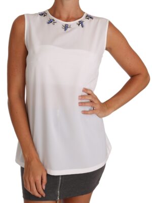 Dolce & Gabbana Elegant Embellished Sleeveless Silk Blouse