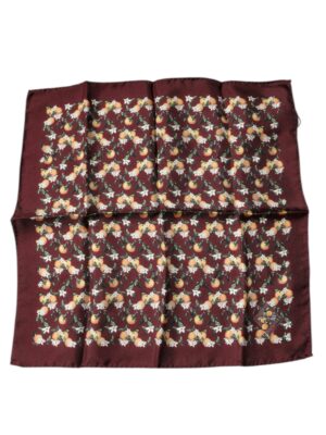 Dolce & Gabbana Maroon Oranges Silk Square Handkerchief Scarf