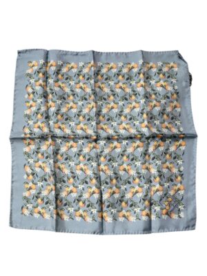 Dolce & Gabbana Gray Oranges Silk Square Handkerchief Scarf