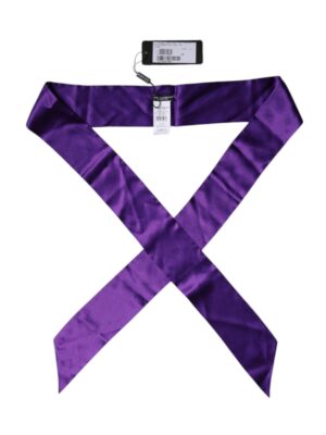 Dolce & Gabbana Purple Satin Silk Skinny Neck Foulard Scarf