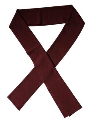 Dolce & Gabbana Maroon Cashmere Skinny Neck Wrap Scarf