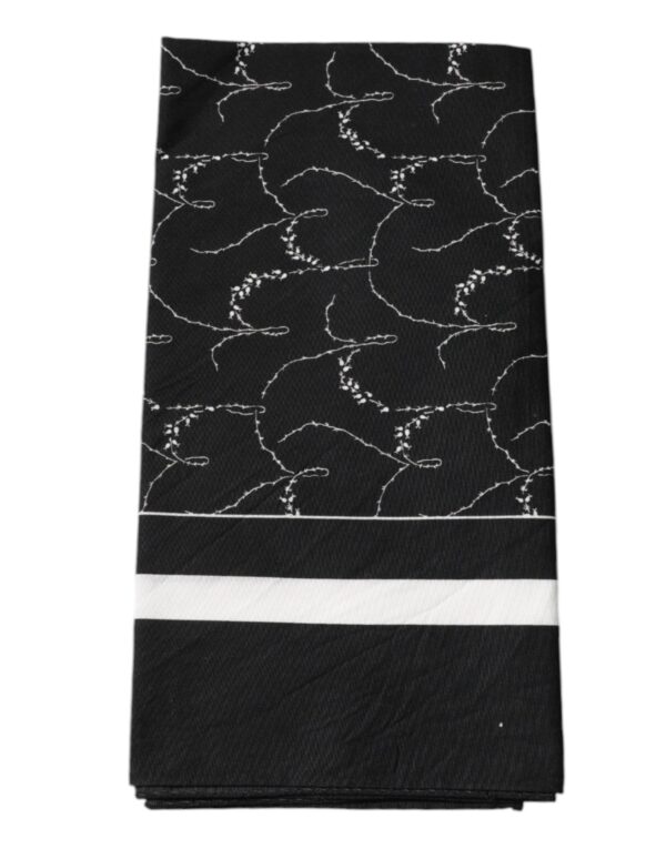 Dolce & Gabbana Black Patterned Cotton Handkerchief Scarf - Image 2