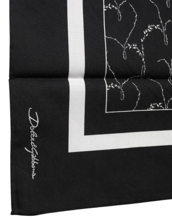 Dolce & Gabbana Black Patterned Cotton Handkerchief Scarf - Image 3