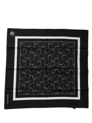 Dolce & Gabbana Black Patterned Cotton Handkerchief Scarf