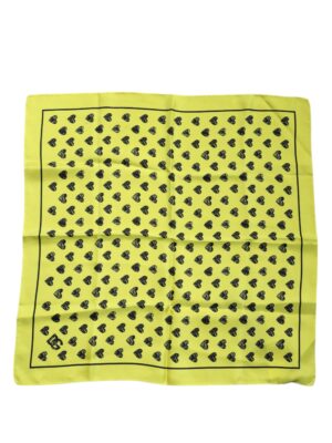 Dolce & Gabbana Yellow Hearts Silk Square Bandana Scarf