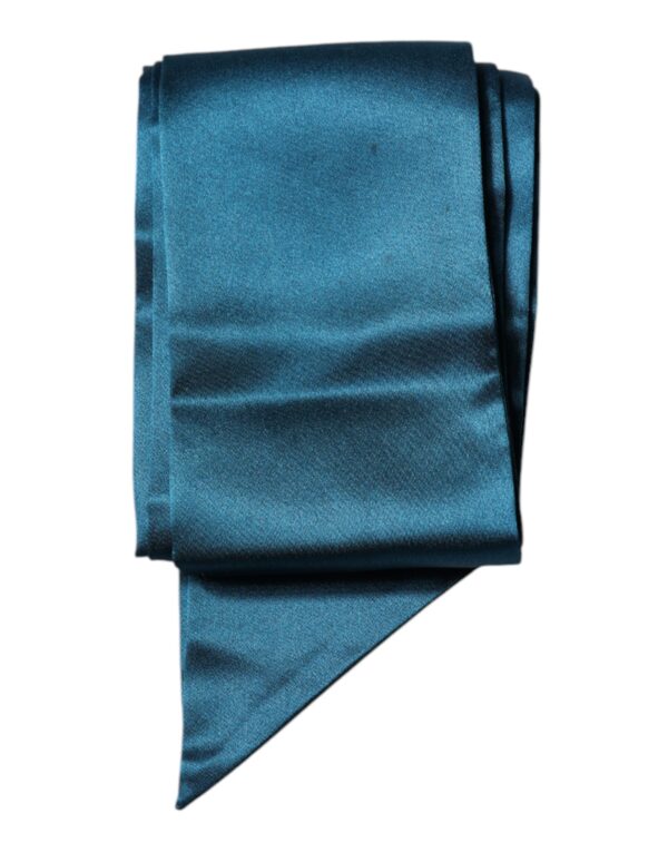 Dolce & Gabbana Dark Green Satin Silk Skinny Foulard Scarf - Image 2