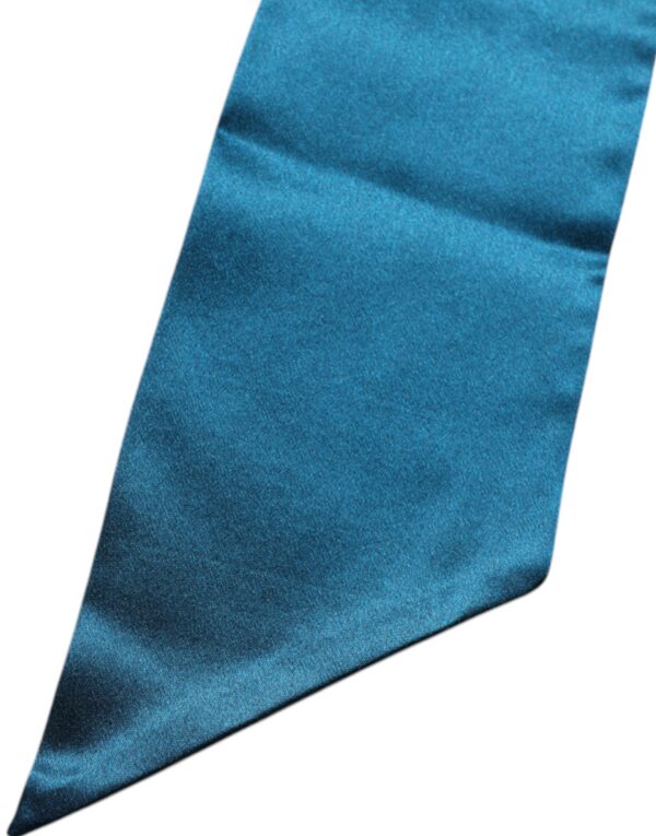 Dolce & Gabbana Dark Green Satin Silk Skinny Foulard Scarf - Image 5