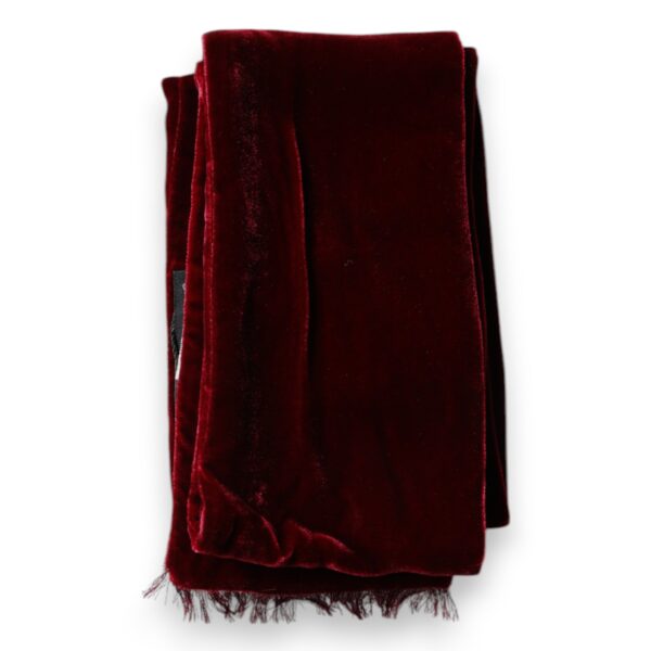 Dolce & Gabbana Maroon Silk Fringes Skinny Neck Wrap Scarf - Image 3