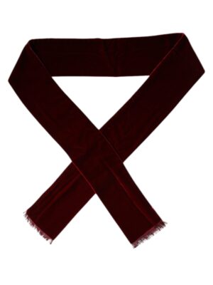 Dolce & Gabbana Maroon Silk Fringes Skinny Neck Wrap Scarf