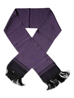 Dolce & Gabbana Purple Fantasy Silk Fringes Neck Wrap Scarf