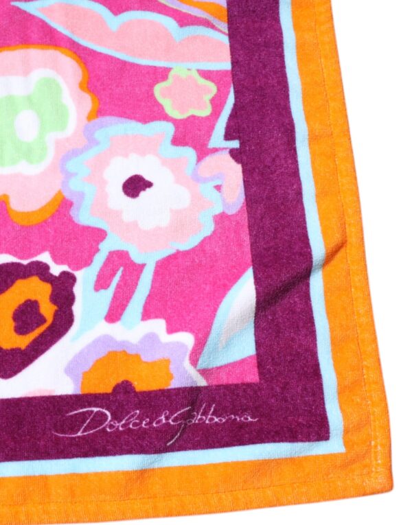 Dolce & Gabbana Multicolor Floral Print Cotton Beach Towel - Image 3