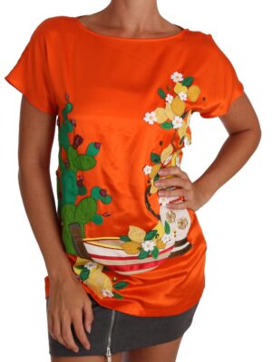 Dolce & Gabbana Sicilian Summer Silk Crystal-Embellished Top