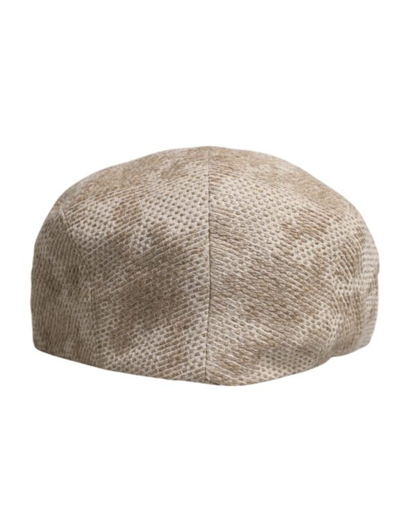 Dolce & Gabbana Beige Floral Linen Newsboy Hat - Image 4