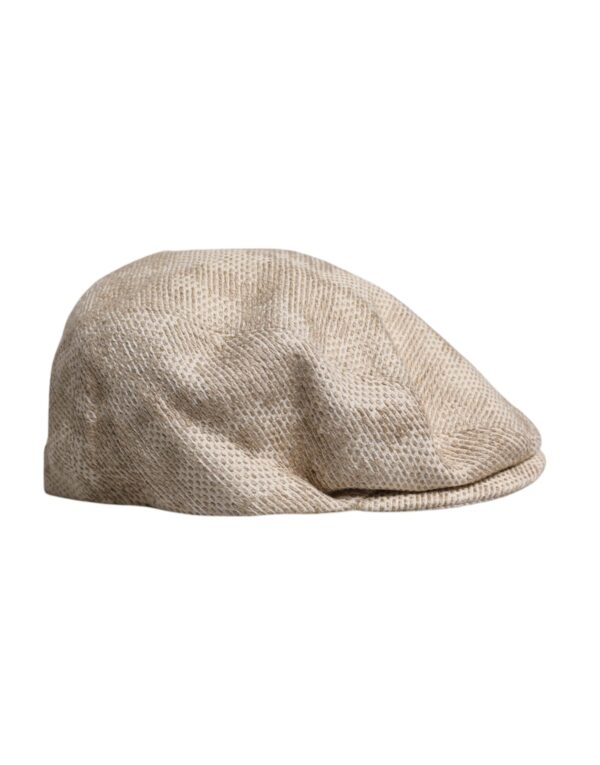 Dolce & Gabbana Beige Floral Linen Newsboy Hat - Image 5