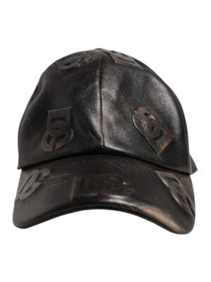 Dolce & Gabbana Brown Leather Logo Monogram Baseball Cap