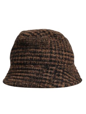 Dolce & Gabbana Brown Houndstooth Wool Woven Bucket Hat