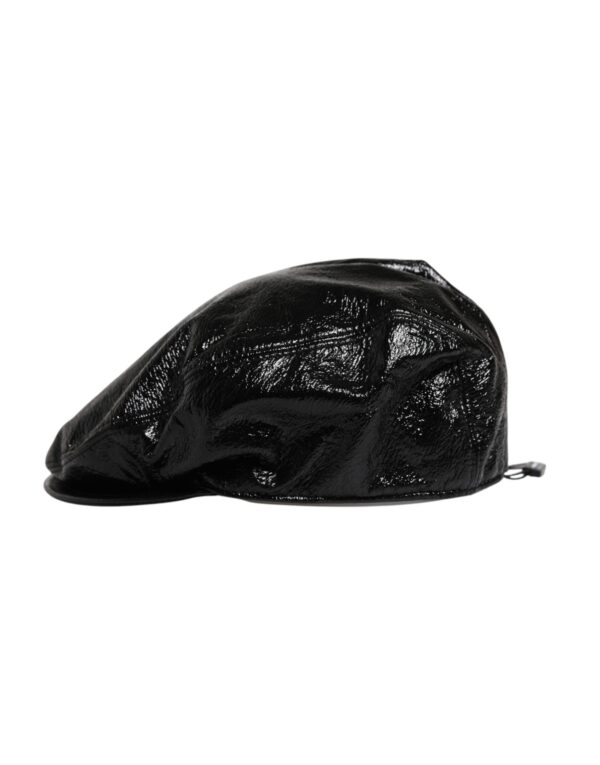 Dolce & Gabbana Black Glossy Cotton Newsboy Hat - Image 4
