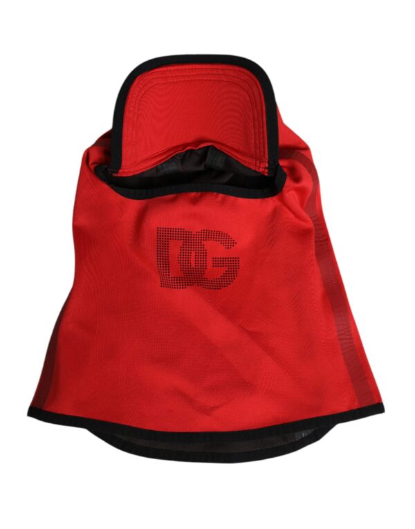 Dolce & Gabbana Red Logo Polyester Wide Brim Balaclava Hat - Image 2