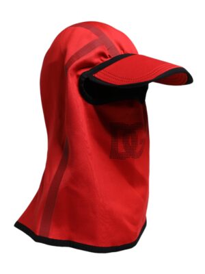 Dolce & Gabbana Red Logo Polyester Wide Brim Balaclava Hat