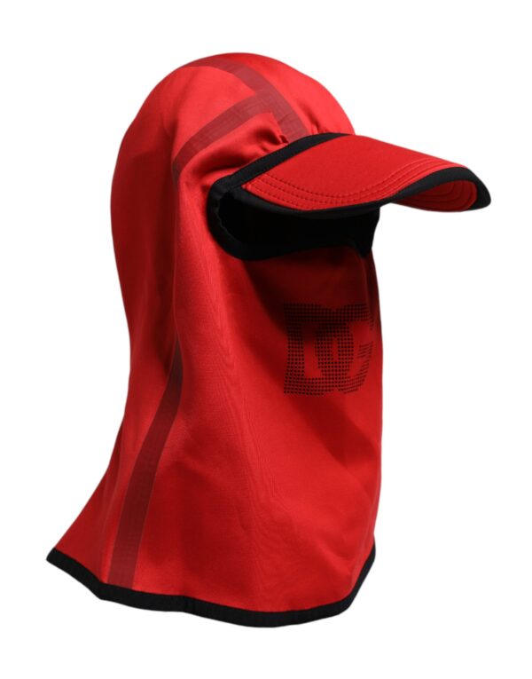 Dolce & Gabbana Red Logo Polyester Wide Brim Balaclava Hat - Image 5