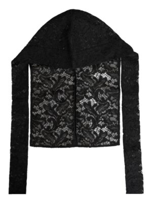 Dolce & Gabbana Black Floral Lace Whole Head Wrap Hat