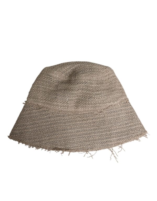 Dolce & Gabbana Beige Linen Wide Brim Bucket Hat - Image 4