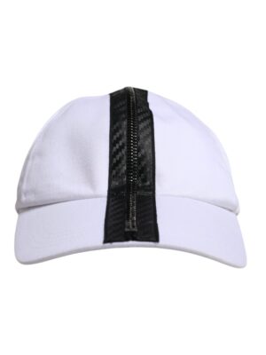 Dolce & Gabbana White Black Cotton Zip Baseball Cap