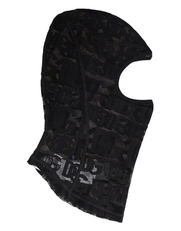 Dolce & Gabbana Black Logo Mesh Cotton Ski Mask Balaclava Hat - Image 3