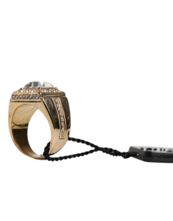 Dolce & Gabbana Gold Tone Sterling Silver 925 Crystals Ring - Image 3