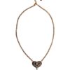 Dolce & Gabbana Gold Brass Cuore Heart Rose Crystal Embellished Necklace