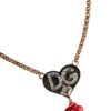 Dolce & Gabbana Gold Brass Cuore Heart Rose Crystal Embellished Necklace - Image 3