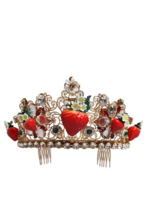 Dolce & Gabbana Multicolor Floral Strawberry Crystal Embellished Tiara