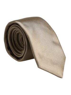 Dolce & Gabbana Beige Solid Silk Adjustable Necktie Tie