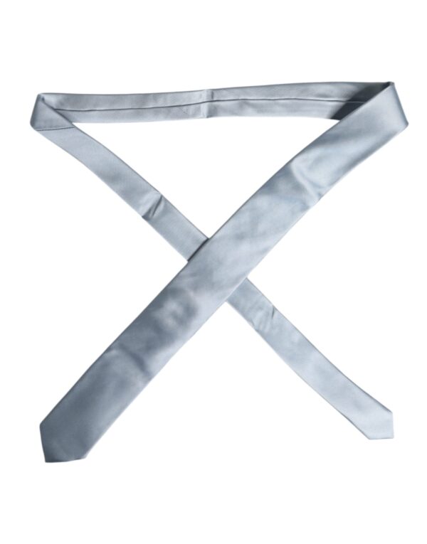 Dolce & Gabbana Light Blue Solid Silk Adjustable Necktie Tie - Image 4