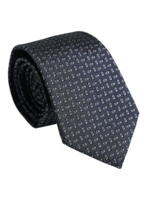 Dolce & Gabbana Dark Blue Patterned Silk Adjustable Tie