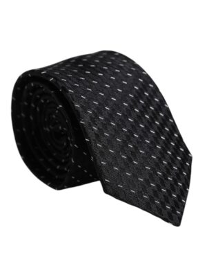 Dolce & Gabbana Black Patterned Silk Adjustable Necktie Tie