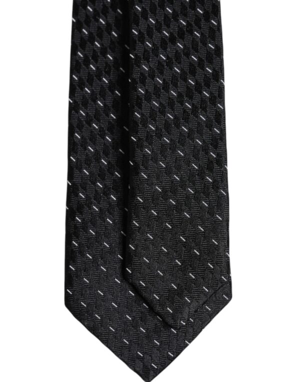 Dolce & Gabbana Black Patterned Silk Adjustable Necktie Tie - Image 5