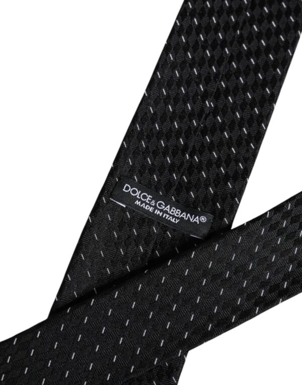 Dolce & Gabbana Black Patterned Silk Adjustable Necktie Tie - Image 6