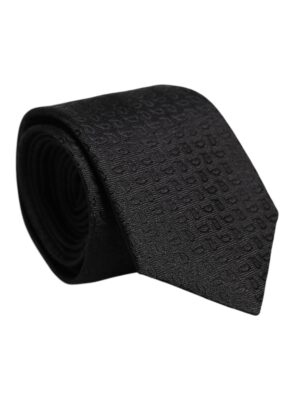 Dolce & Gabbana Black Patterned Silk Adjustable Necktie Tie