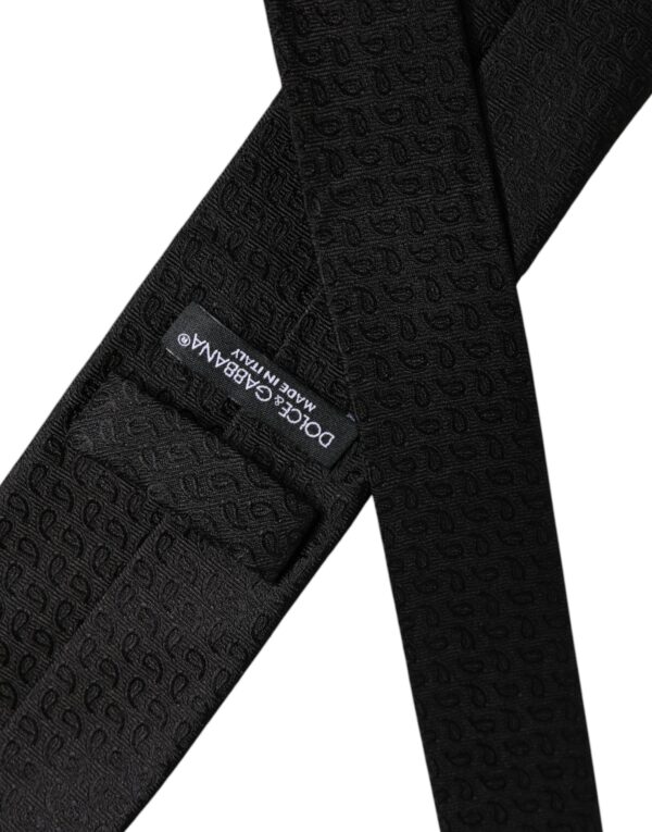 Dolce & Gabbana Black Patterned Silk Adjustable Necktie Tie - Image 6