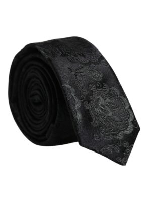 Dolce & Gabbana Dark Green Floral Silk Adjustable Necktie Tie