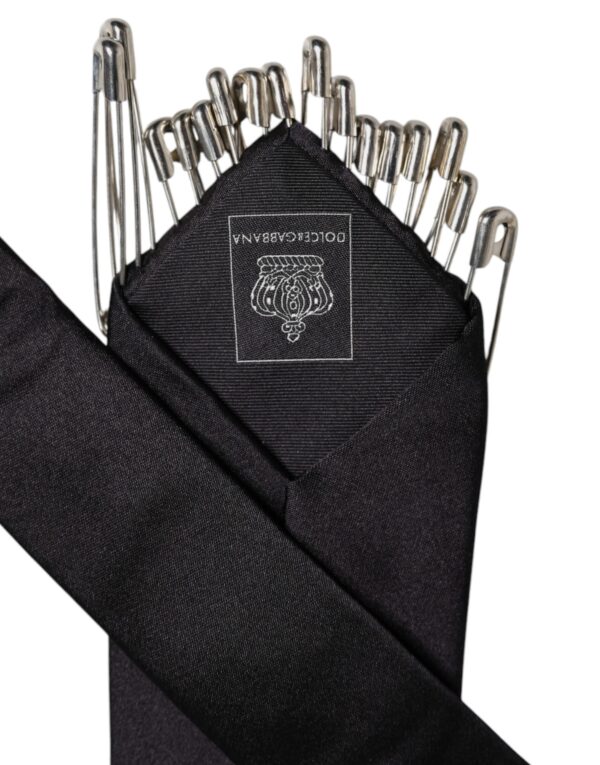 Dolce & Gabbana Black Pins Embellished Adjustable Necktie Tie - Image 7