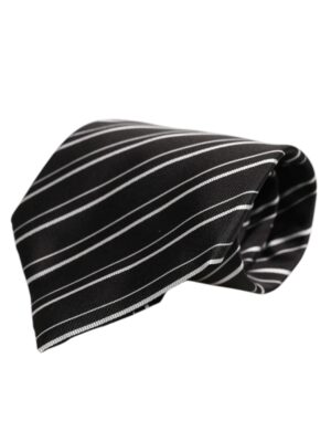 Dolce & Gabbana Black White Stripes Silk Adjustable Necktie Tie