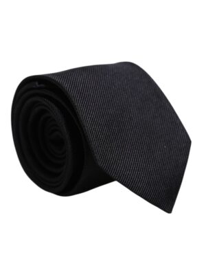 Dolce & Gabbana Black Solid Silk Adjustable Necktie Tie